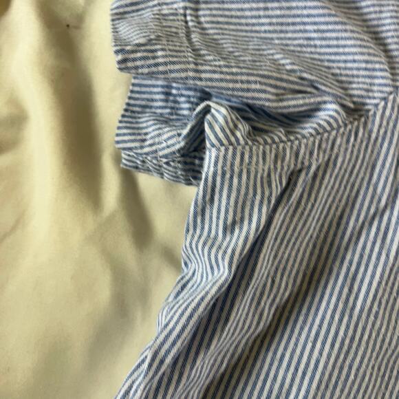 Vtg Y2K 2000s Blue Pinstripe Floral Embroidered Cottagecore Top Plus Sz 18W - Picture 3 of 7